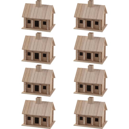 8 Pack: 9" Log Cabin Birdhouse by Make Market®